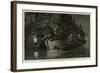 Lobster Spearing by Torchlight in Canada-null-Framed Giclee Print