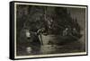 Lobster Spearing by Torchlight in Canada-null-Framed Stretched Canvas