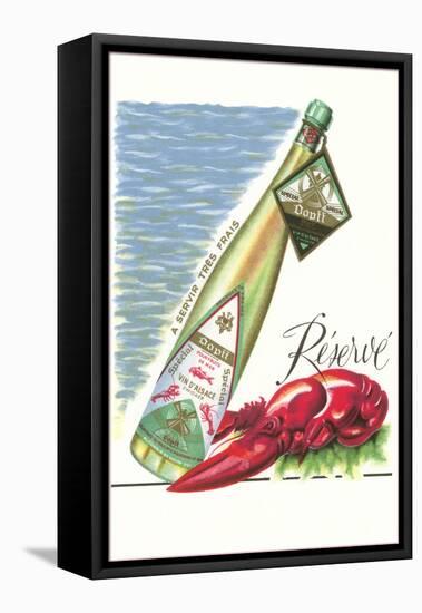 Lobster with Wine Bottle-null-Framed Stretched Canvas