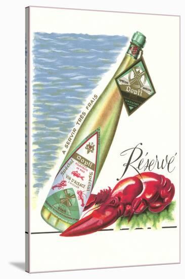 Lobster with Wine Bottle-null-Stretched Canvas