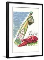 Lobster with Wine Bottle-null-Framed Art Print