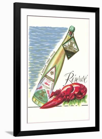 Lobster with Wine Bottle-null-Framed Art Print