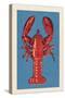 Lobster - Woodblock-Lantern Press-Stretched Canvas