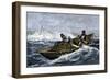 Lobstermen Hauling Traps Off the Coast of Maine, c.1800-null-Framed Giclee Print