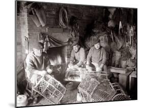 Lobstermen Repair Their Pots in Their Shanty at the West End of Bridlington Harbour, June 1936-null-Mounted Premium Photographic Print