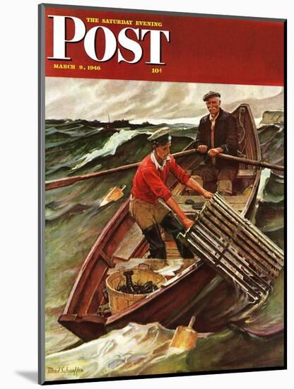 "Lobstermen," Saturday Evening Post Cover, March 9, 1946-Mead Schaeffer-Mounted Giclee Print