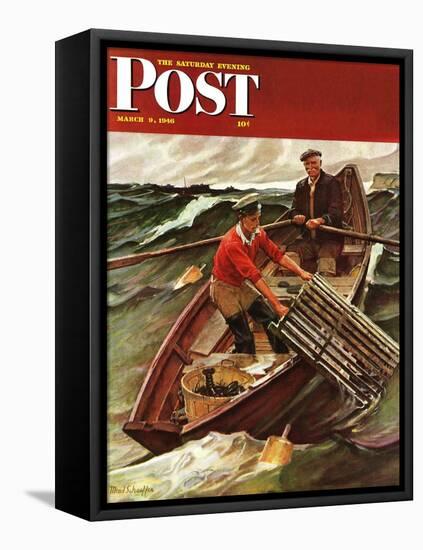 "Lobstermen," Saturday Evening Post Cover, March 9, 1946-Mead Schaeffer-Framed Stretched Canvas