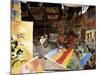 Local Artist with His Tingatinga Paintings, Zanzibar, Tanzania, East Africa, Africa-Yadid Levy-Mounted Photographic Print