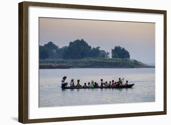 Local Boat on the Lemro River, Mrauk U, Rakhaing State, Myanmar (Burma), Asia-Nathalie Cuvelier-Framed Photographic Print