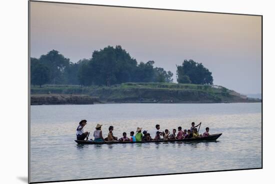 Local Boat on the Lemro River, Mrauk U, Rakhaing State, Myanmar (Burma), Asia-Nathalie Cuvelier-Mounted Photographic Print