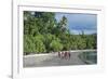 Local boys walking on a pretty black sand volcanic beach, Epi Island, Shepherd Islands, Vanuatu, Pa-Michael Runkel-Framed Photographic Print