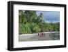 Local boys walking on a pretty black sand volcanic beach, Epi Island, Shepherd Islands, Vanuatu, Pa-Michael Runkel-Framed Photographic Print