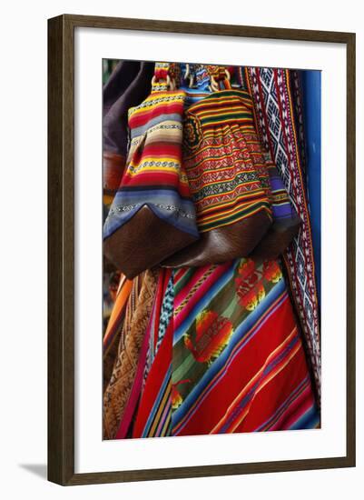 Local Carpets Made of Llama and Alpaca Wool for Sale at the Market, Cuzco, Peru, South America-Yadid Levy-Framed Photographic Print