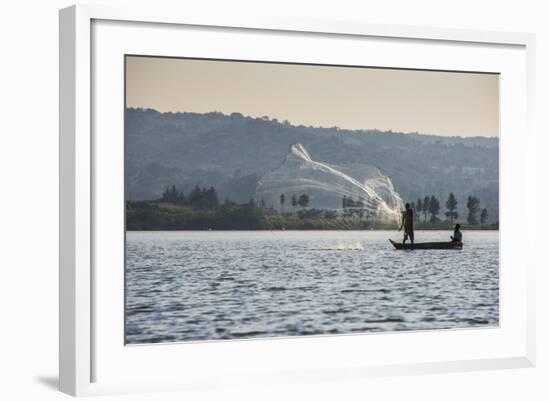 Local Fisherman in a Dug-Out Canoe in Jinja, Uganda, East Africa, Africa-Michael-Framed Photographic Print