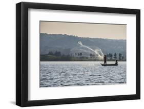 Local Fisherman in a Dug-Out Canoe in Jinja, Uganda, East Africa, Africa-Michael-Framed Photographic Print