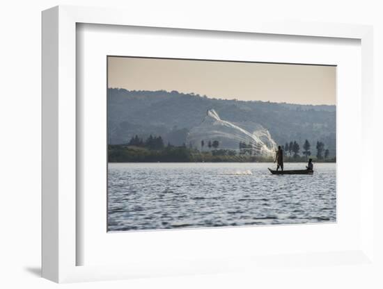 Local Fisherman in a Dug-Out Canoe in Jinja, Uganda, East Africa, Africa-Michael-Framed Photographic Print