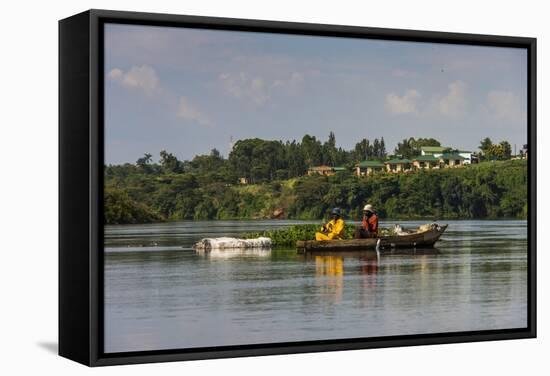 Local Fisherman in a Dugout Canoe in Jinja, Uganda, East Africa, Africa-Michael-Framed Stretched Canvas