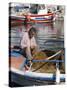 Local Fisherman, Ormos Marathokampos, Samos, Aegean Islands, Greece-Stuart Black-Stretched Canvas