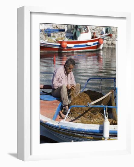 Local Fisherman, Ormos Marathokampos, Samos, Aegean Islands, Greece-Stuart Black-Framed Photographic Print