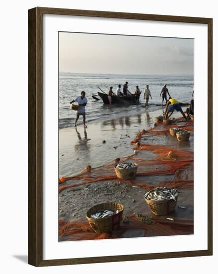 Local Fishermen Landing Catch, Benaulim, Goa, India, Asia-Stuart Black-Framed Photographic Print