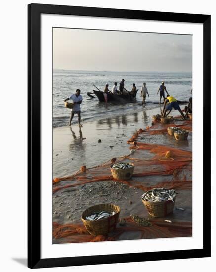 Local Fishermen Landing Catch, Benaulim, Goa, India, Asia-Stuart Black-Framed Photographic Print