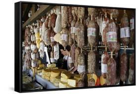 Local Food Stall Selling Salamies and Cheese Near Tafi Del Valle-Yadid Levy-Framed Stretched Canvas