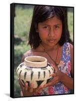 Local Girl with Pottery, Panama-Bill Bachmann-Framed Stretched Canvas