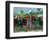 Local Girls Look at a U.N. Workers Unloading Ballot Kits from a U.N. Helicopter-null-Framed Photographic Print