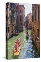 Local Gondaliers Row their Traditional Boat in One of Cannaregios Canals, Cannaregio, Venice-Cahir Davitt-Stretched Canvas