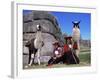 Local Indian Women with Domestic Llamas, Sacsayhumman, Cusco, Peru, South America-Pete Oxford-Framed Photographic Print