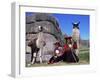 Local Indian Women with Domestic Llamas, Sacsayhumman, Cusco, Peru, South America-Pete Oxford-Framed Photographic Print