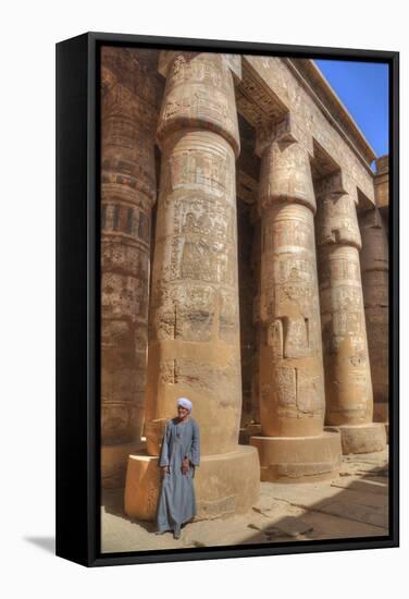 Local Man, Columns in the Great Hypostyle Hall, Karnak Temple-Richard Maschmeyer-Framed Stretched Canvas