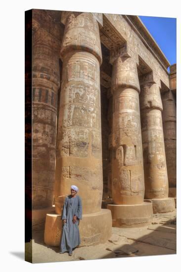 Local Man, Columns in the Great Hypostyle Hall, Karnak Temple-Richard Maschmeyer-Stretched Canvas