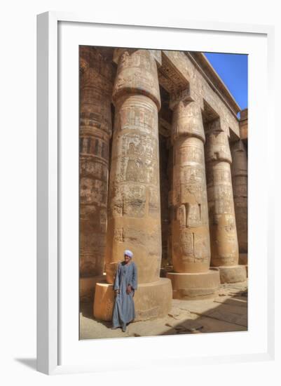 Local Man, Columns in the Great Hypostyle Hall, Karnak Temple-Richard Maschmeyer-Framed Photographic Print