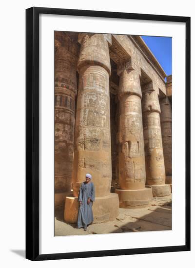 Local Man, Columns in the Great Hypostyle Hall, Karnak Temple-Richard Maschmeyer-Framed Photographic Print