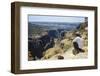 Local Man Looking at a Huge Canyon on the Dixsam Plateau on the Island of Socotra-Michael Runkel-Framed Photographic Print