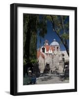 Local Man Resting on a Park Bench with Iglesia Del Carmen in Background, Morelia, Michoacan-Richard Maschmeyer-Framed Photographic Print