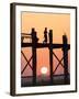 Local Man Walking on the Famous U Bein Teak Bridge at Sunset, Near Mandalay, Myanmar (Burma), Asia-Lee Frost-Framed Photographic Print