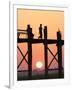 Local Man Walking on the Famous U Bein Teak Bridge at Sunset, Near Mandalay, Myanmar (Burma), Asia-Lee Frost-Framed Photographic Print