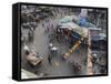 Local Market and Rickshaws Seen from Above, Pahar Ganj, Main Bazaar, New Delhi, Delhi, India-Eitan Simanor-Framed Stretched Canvas