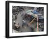 Local Market and Rickshaws Seen from Above, Pahar Ganj, Main Bazaar, New Delhi, Delhi, India-Eitan Simanor-Framed Photographic Print