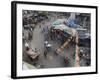 Local Market and Rickshaws Seen from Above, Pahar Ganj, Main Bazaar, New Delhi, Delhi, India-Eitan Simanor-Framed Photographic Print