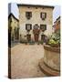 Local Restaurant in Piazza, Pienza, Italy-Dennis Flaherty-Stretched Canvas