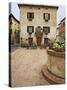 Local Restaurant in Piazza, Pienza, Italy-Dennis Flaherty-Stretched Canvas