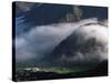 Local School Below Mist Rising in Valley of the High Atlas Mountains, Morocco, North Africa, Africa-David Poole-Stretched Canvas