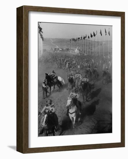 Local Sheriff's Posse Supplying Movie-like Touch to Jamboree at the "Avenue of Flags"-Ed Clark-Framed Photographic Print
