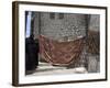 Local Woman Walking Down Steps, Blanket on Wall, Aleppo (Haleb), Syria, Middle East-Christian Kober-Framed Photographic Print