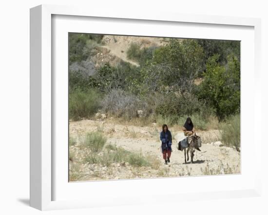 Local Women on Donkey, Dana Nature (Wildlife) Reserve, Jordan, Middle East-Christian Kober-Framed Photographic Print