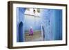 Local Women Walking Through the Blue Streets of the Medina, Chefchaouen, Morocco, Africa-Jordan Banks-Framed Photographic Print