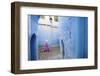 Local Women Walking Through the Blue Streets of the Medina, Chefchaouen, Morocco, Africa-Jordan Banks-Framed Photographic Print